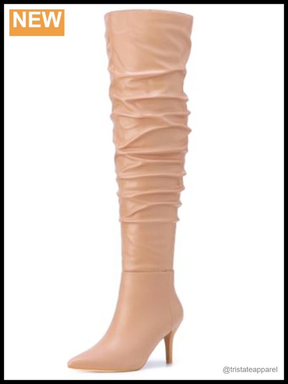 Perphy Over the Knee Stiletto Heels Boots Faux Leather Pointed Toe Zip Up